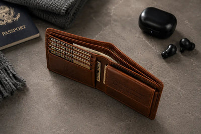 Personalised Cognac Leather Wallet – Bifold RFID Wallet for Men