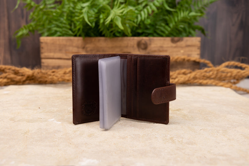 Personalised Engraved Dark Brown Bifold Leather Card Holder Wallet