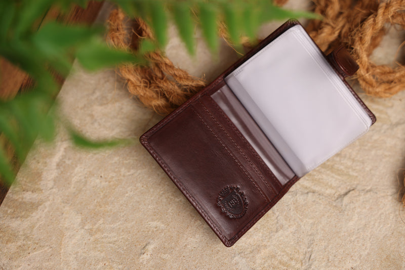 Personalised Engraved Dark Brown Bifold Leather Card Holder Wallet