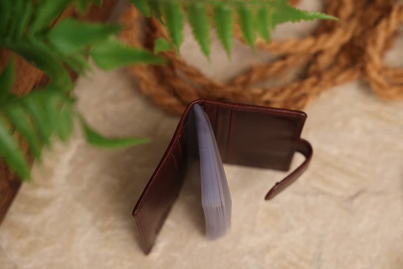Personalised Engraved Dark Brown Bifold Leather Card Holder Wallet