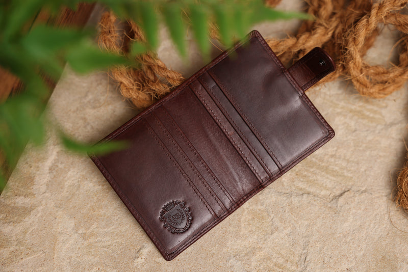 Personalised Engraved Dark Brown Bifold Leather Card Holder Wallet