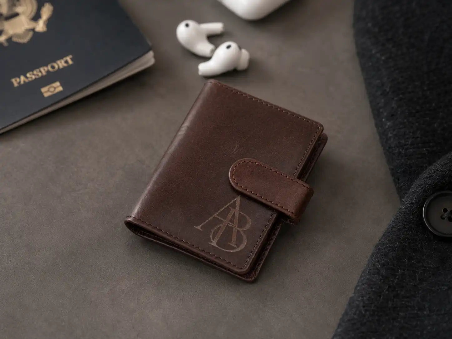 Personalised Dark Brown Leather Card Holder – Bifold RFID Wallet