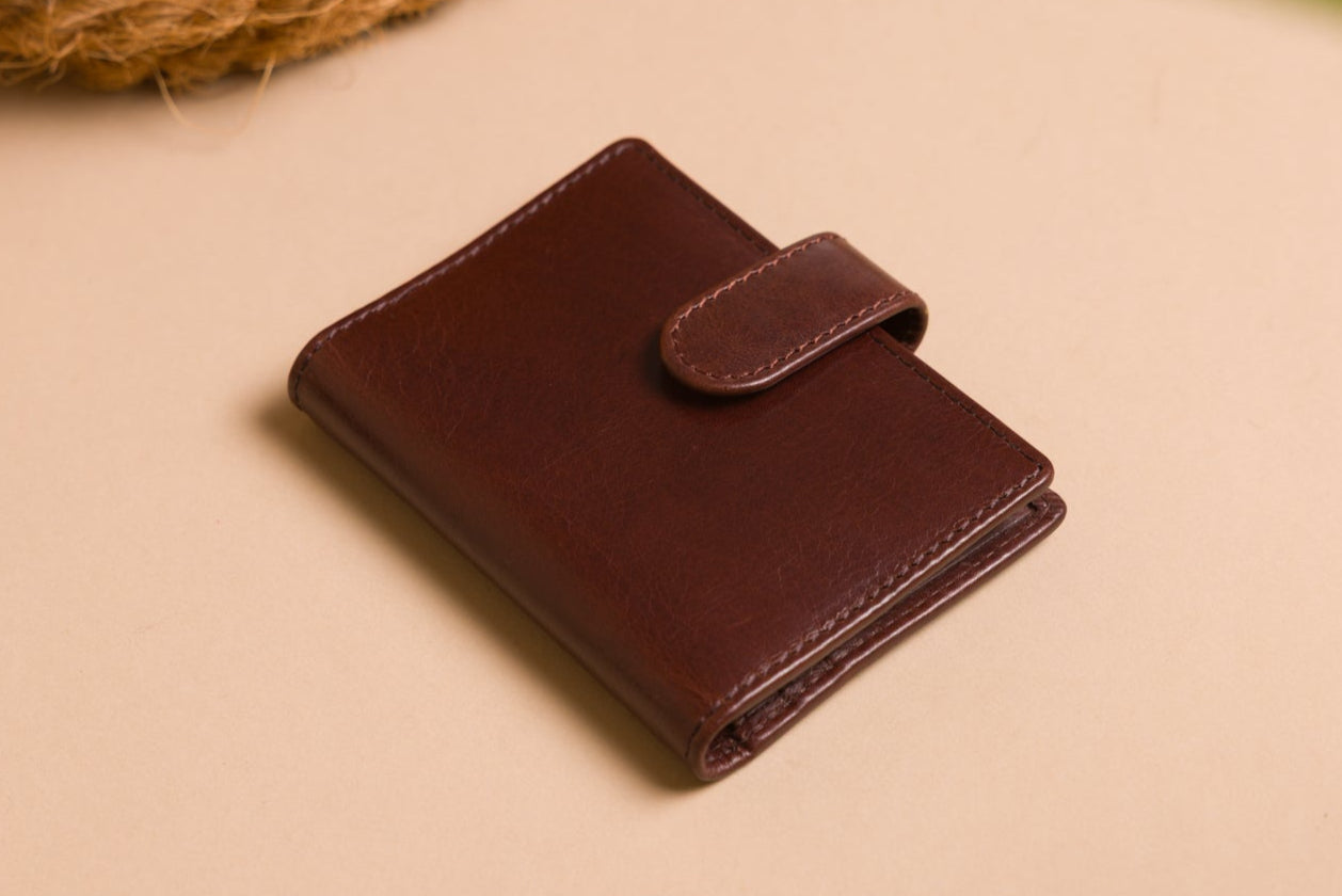 Personalised Dark Brown Leather Card Holder – Bifold RFID Wallet