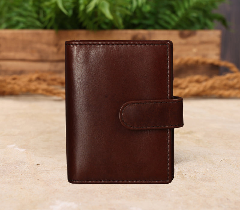 Personalised Engraved Dark Brown Bifold Leather Card Holder Wallet
