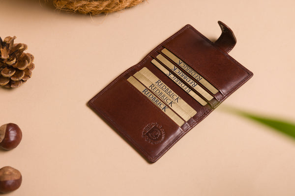 Personalised Engraved Dark Brown Bifold Leather Card Holder Wallet
