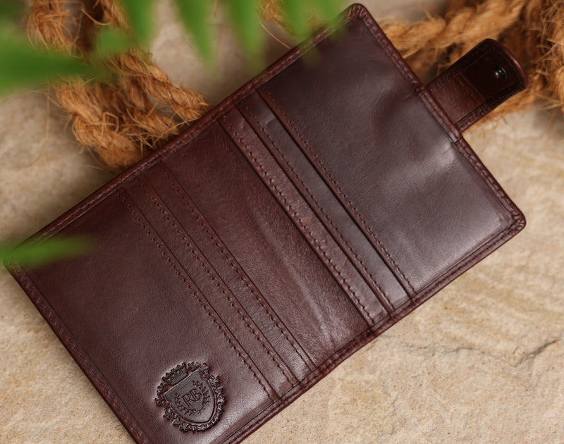 Personalised Engraved Dark Brown Bifold Leather Card Holder Wallet