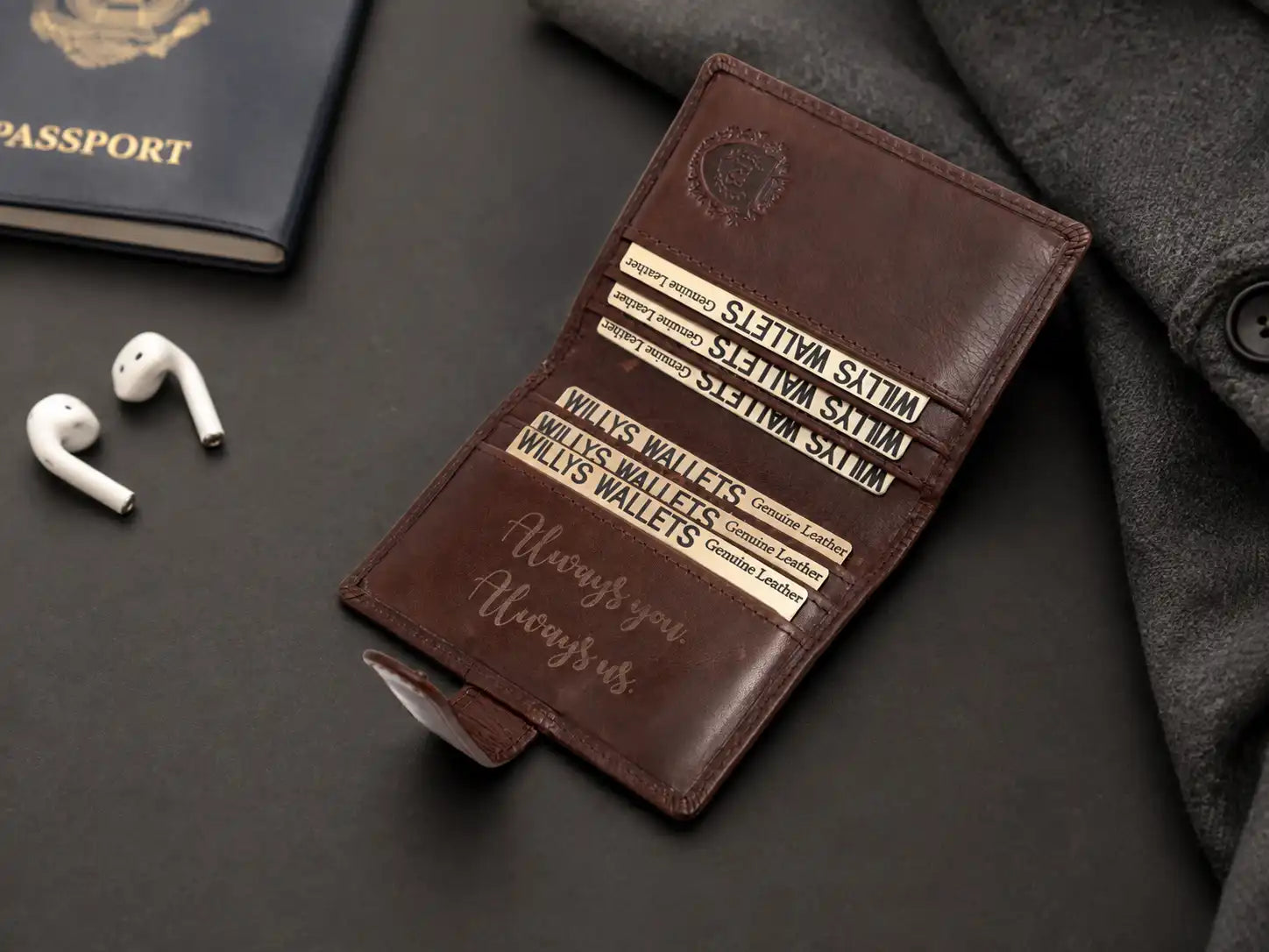 Personalised Dark Brown Leather Card Holder – Bifold RFID Wallet