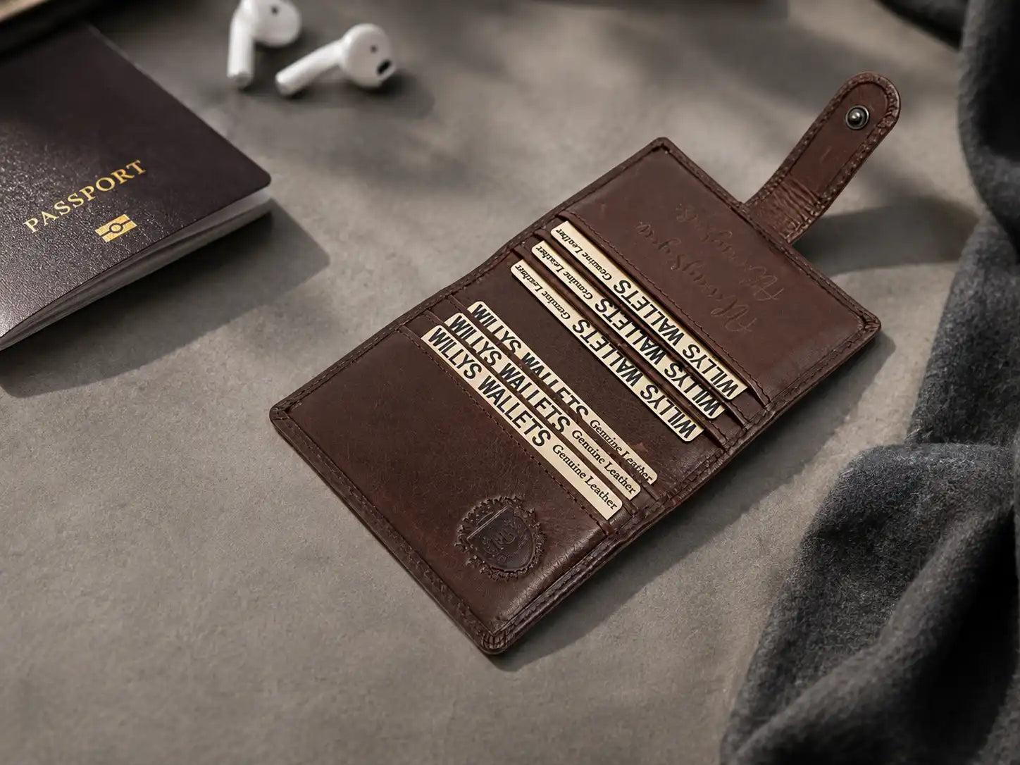 Personalised Dark Brown Leather Card Holder – Bifold RFID Wallet