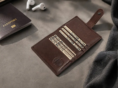 Personalised Dark Brown Leather Card Holder – Bifold RFID Wallet