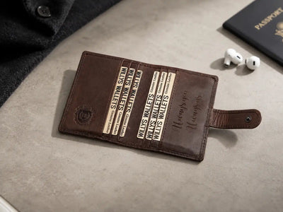 Personalised Dark Brown Leather Card Holder – Bifold RFID Wallet