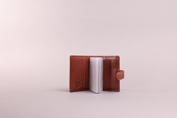 Personalised Engraved Cognac Bifold Leather Card Holder Wallet