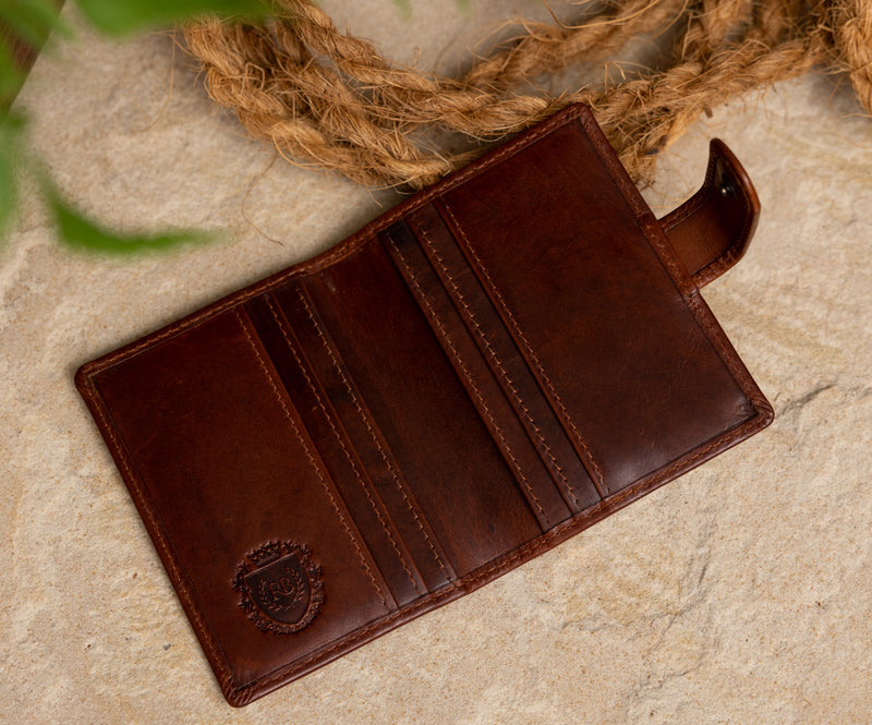 Personalised Engraved Cognac Bifold Leather Card Holder Wallet