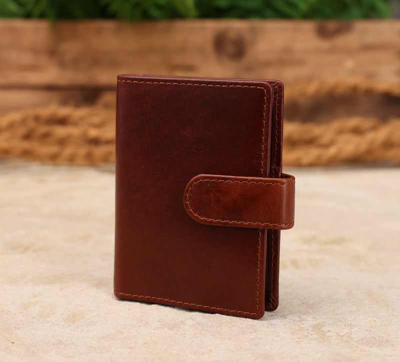 Personalised Engraved Cognac Bifold Leather Card Holder Wallet