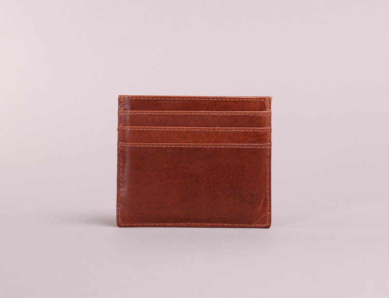 Personalised Engraved Cognac Leather Card Holder Wallet