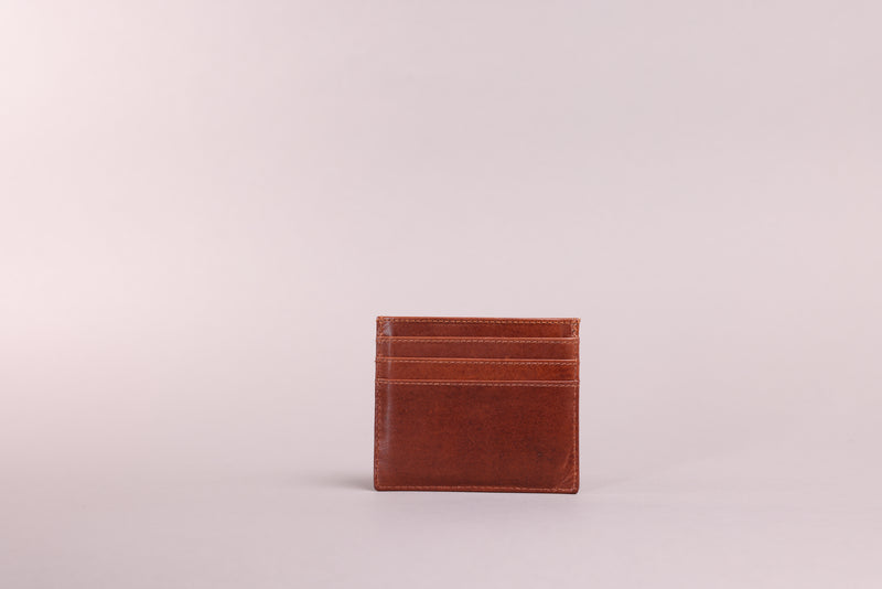 Personalised Engraved Cognac Leather Card Holder Wallet