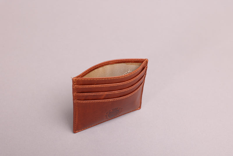 Personalised Engraved Cognac Leather Card Holder Wallet