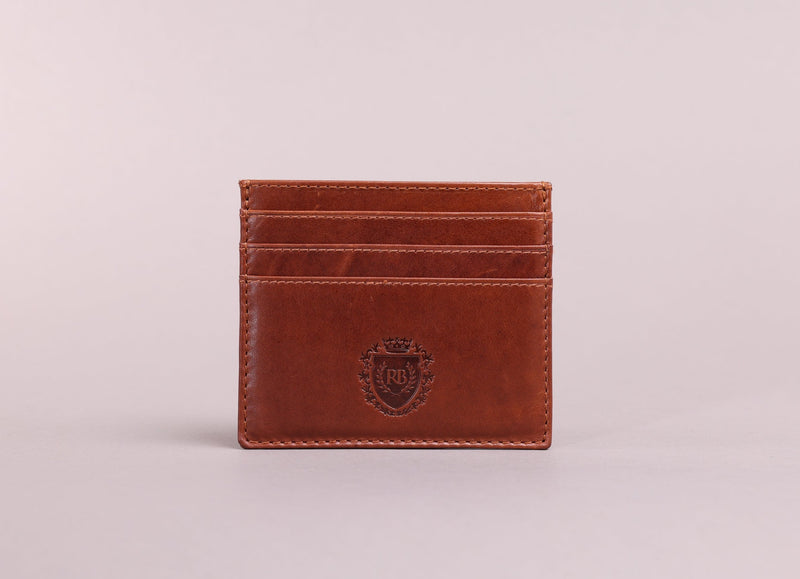Personalised Engraved Cognac Leather Card Holder Wallet