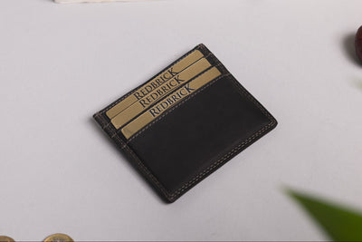 Personalised Black Leather Card Holder – Slim Hunter Wallet with RFID Protection