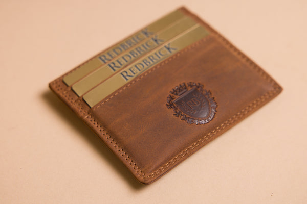 Personalised Engraved Cognac Hunter Leather Card Holder Wallet