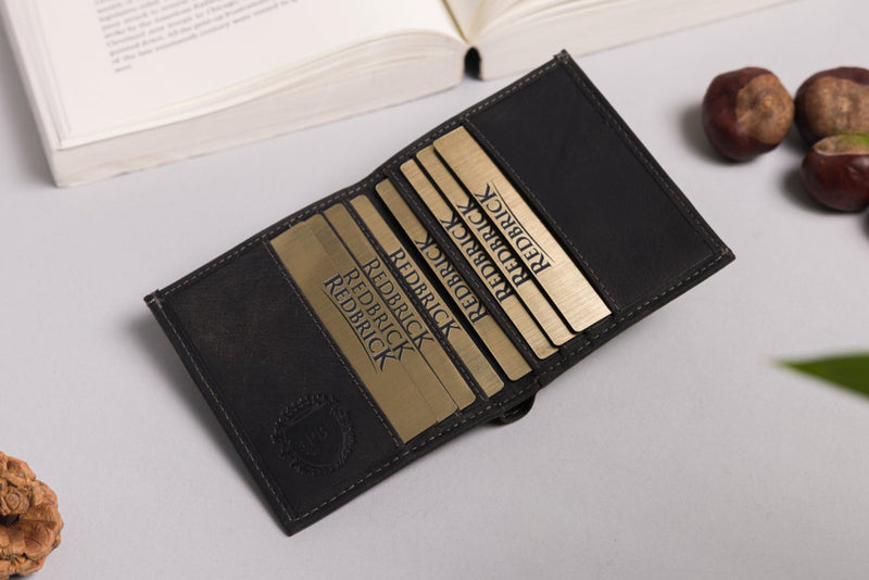 Personalised Engraved Black Hunter Leather Card Holder Wallet