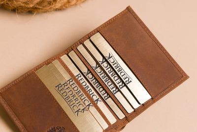 Personalised Cognac Leather Card Holder – Slim Hunter Wallet with RFID