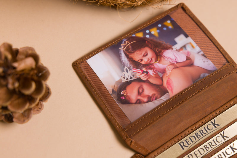 Personalised Cognac Leather Wallet – Bifold with Coin Pocket & RFID