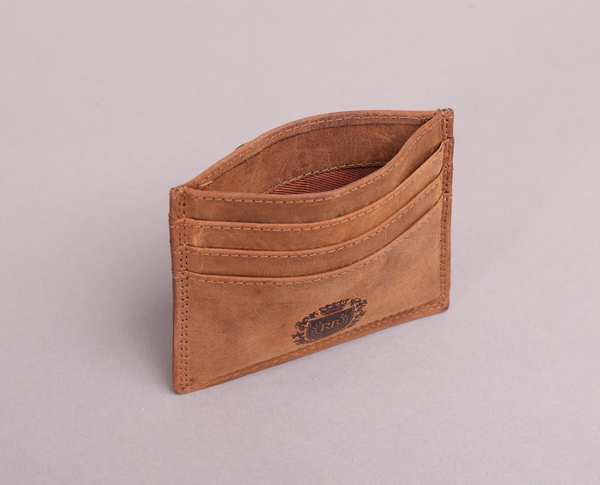 Personalised Engraved Cognac Hunter Leather Card Holder Wallet