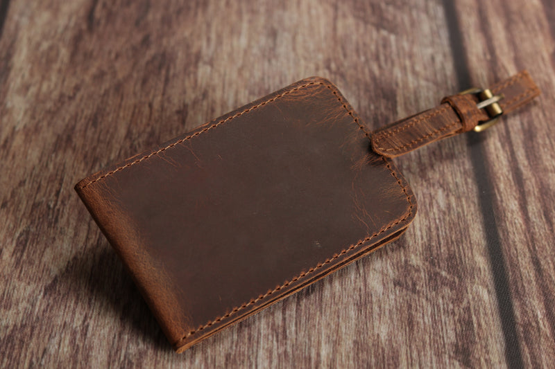 Personalised Engraved Brown Leather Travel Bag