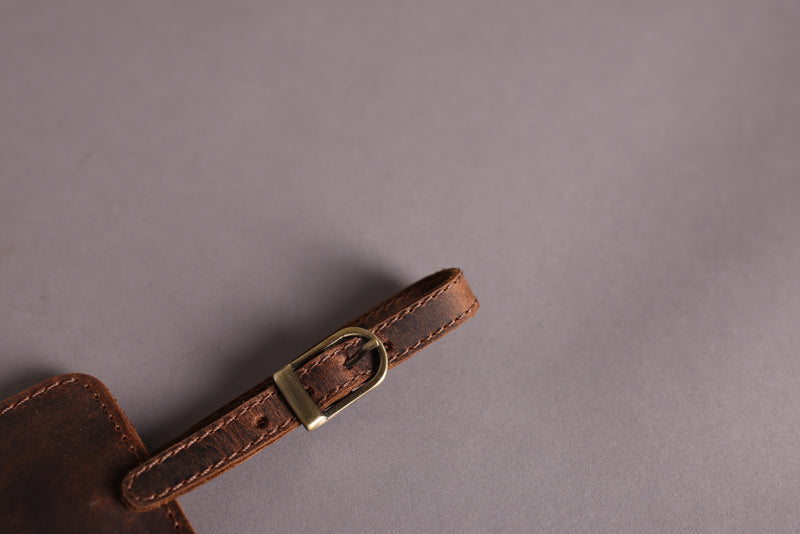Personalised Engraved Brown Leather Luggage Tag