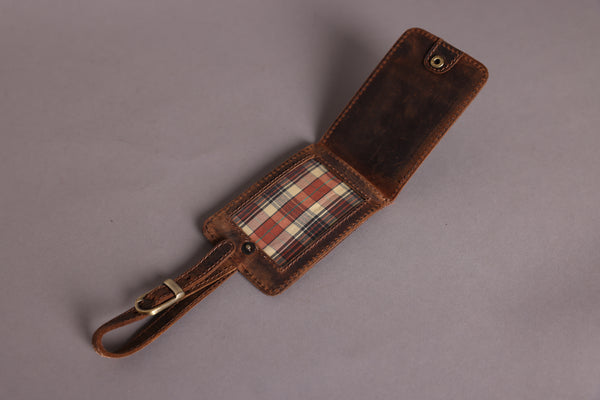 Personalised Engraved Brown Leather Luggage Tag