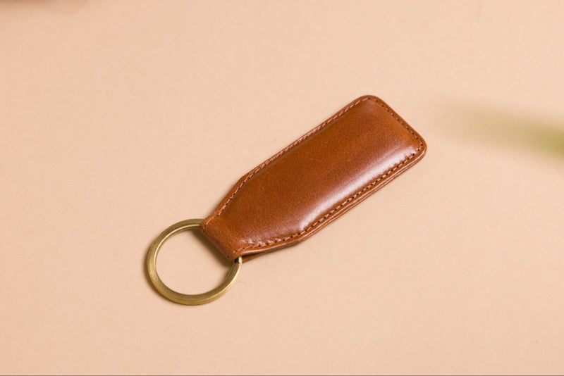 Personalised Engraved Brown Leather Keyring