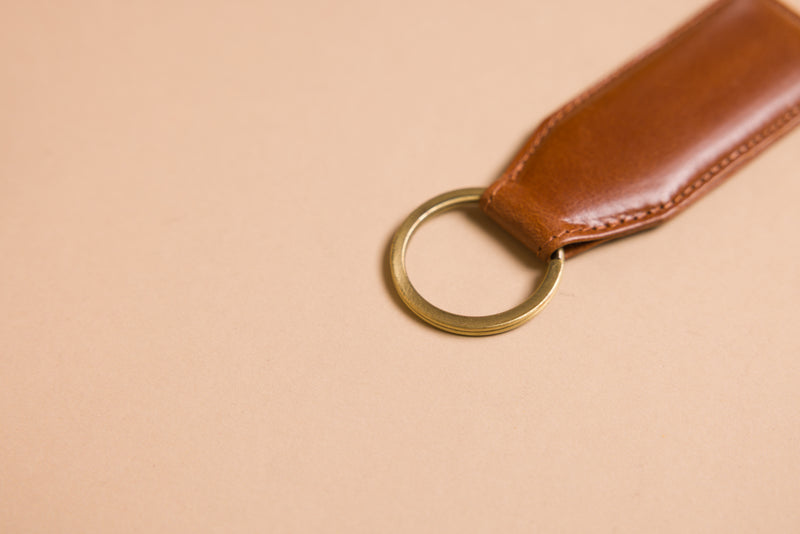 Personalised Engraved Brown Leather Keyring