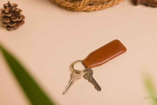 Personalised Engraved Brown Leather Keyring