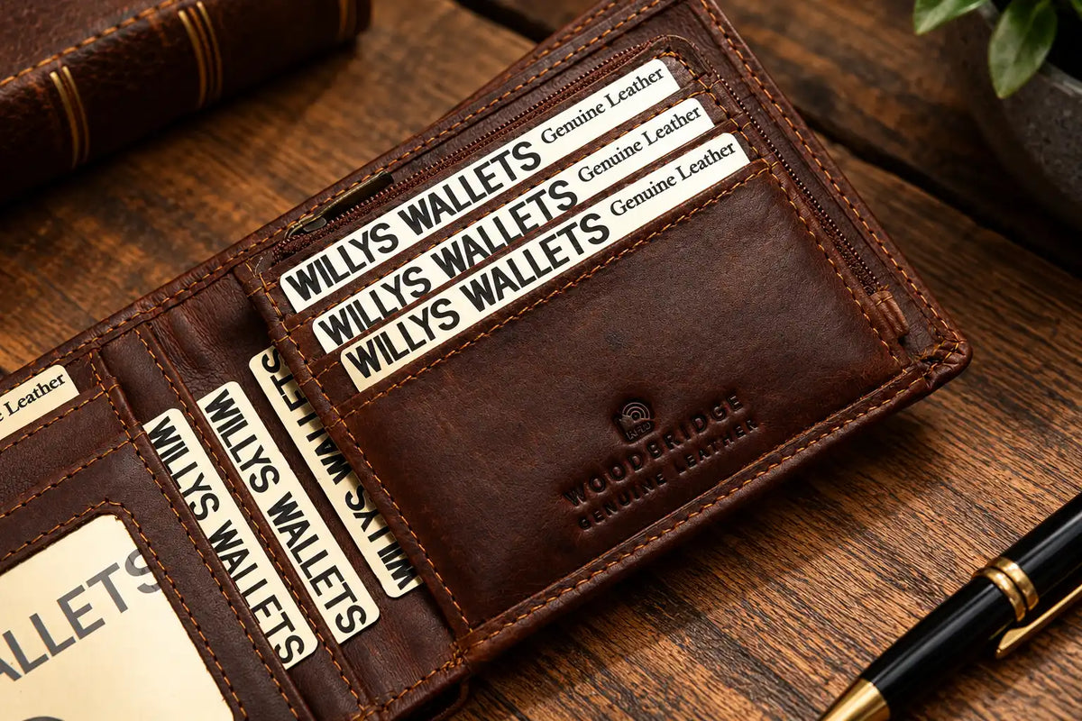 Personalised Brown Leather Wallet – Bifold with Zip Coin Pocket