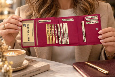 Personalised Pink Leather Purse for Women | RFID Wallet with 18 Card Slots