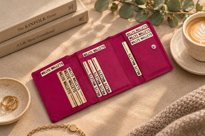 Personalised Pink Leather Purse for Women | RFID Wallet with 18 Card Slots