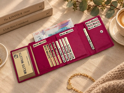 Personalised Pink Leather Purse for Women | RFID Wallet with 18 Card Slots