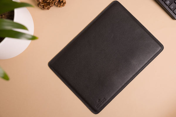 Personalised Engraved Black Leather Mouse Mat, Desk Pad