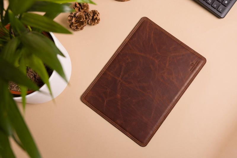 Personalised Engraved Brown Leather Mouse Mat, Desk Pad