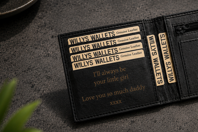 Personalised Black Leather Wallet – Bifold with Zip Coin Pocket