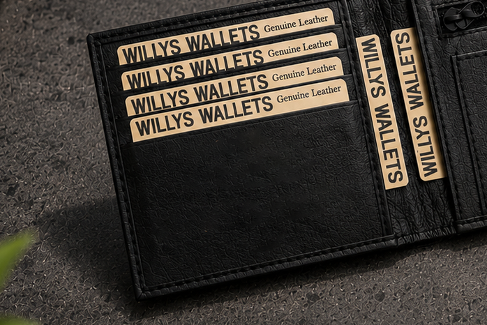 Personalised Black Leather Wallet – Bifold with Zip Coin Pocket