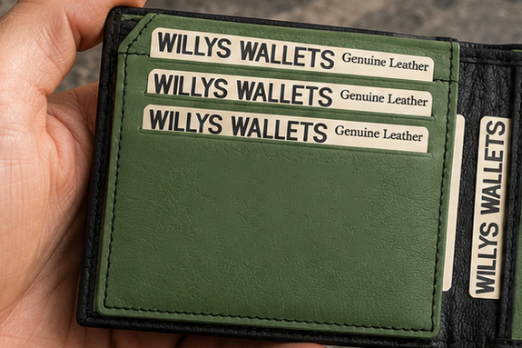 Personalised Black & Green Leather Wallet – Bifold with Coin Pocket & Custom Engraving