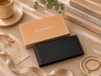 Personalised Black Multi Leather Purse – Women's RFID Long Wallet with 14 Card Slots & Coin Pocket