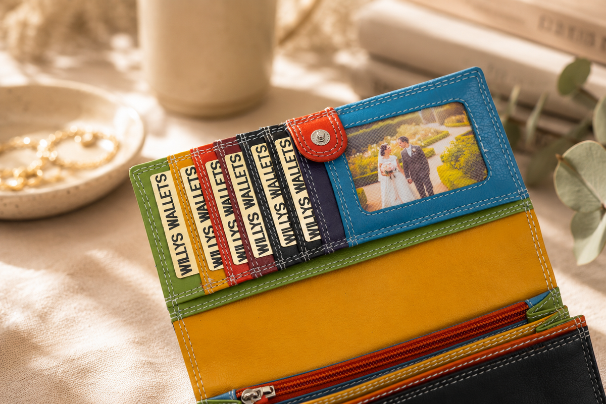 Personalised Black Multi Leather Purse – Women's RFID Long Wallet with 14 Card Slots & Coin Pocket