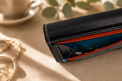 Personalised Black Multi Leather Purse – Women's RFID Long Wallet with 14 Card Slots & Coin Pocket