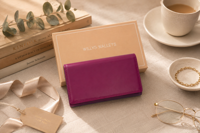 Personalised China Rose Multi Leather Purse – Women's RFID Long Wallet with 14 Card Slots & Coin Pocket