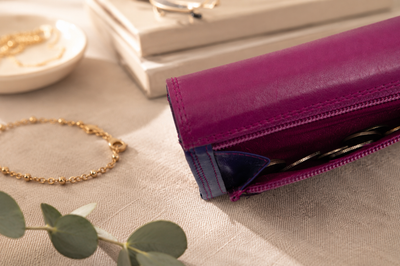 Personalised China Rose Multi Leather Purse – Women's RFID Long Wallet with 14 Card Slots & Coin Pocket