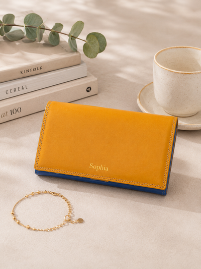 Personalised Glacier Multi Leather Purse – Women's RFID Long Wallet with 14 Card Slots & Coin Pocket