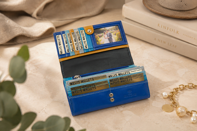Personalised Glacier Multi Leather Purse – Women's RFID Long Wallet with 14 Card Slots & Coin Pocket