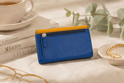 Personalised Glacier Multi Leather Purse – Women's RFID Long Wallet with 14 Card Slots & Coin Pocket